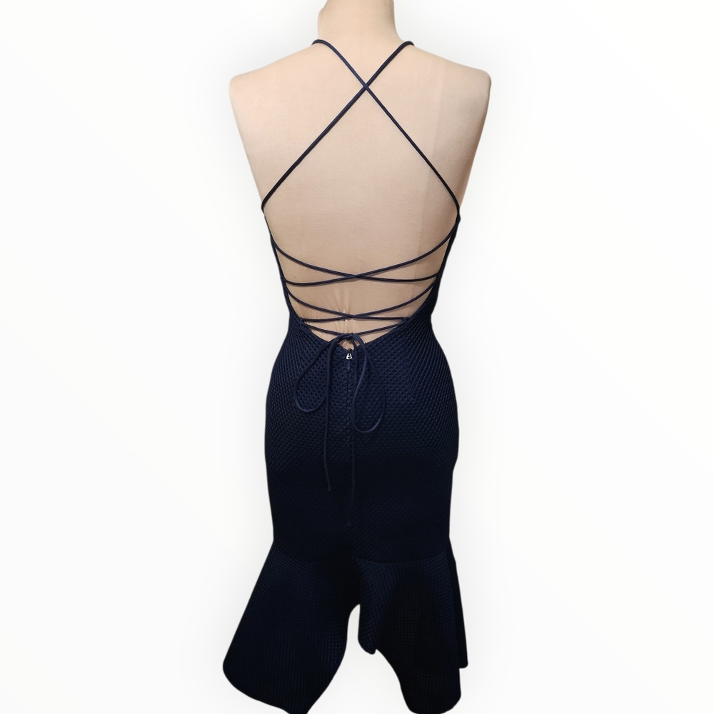 BARIANO Katerine Textured Handkerchief Hem Cocktail Dress - Picture 8 of 14